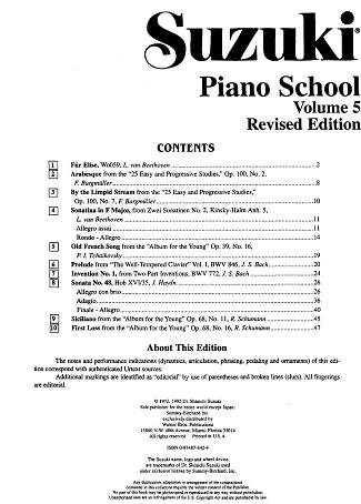 Suzuki Piano School:  Volume 5 (Revised Edition)