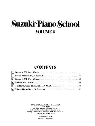 Suzuki Piano School:  Volume 6 (older version)