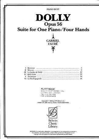 Dolly: Opus 56 - Suite for One Piano/ Four Hands